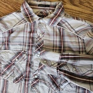 Helix Pearl Snap Shirt Men Plaid Sm Athletic Fit 100% Cotton Pockets Long Sleeve
